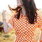 Go Team Go Orange + White Checkered Romper