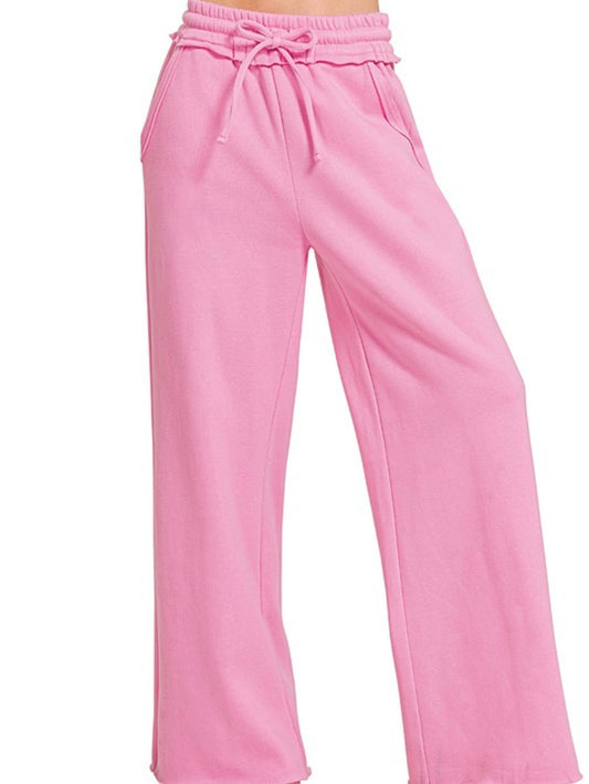 Candy Pink Wide Leg Sweatpants