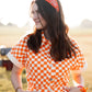 Go Team Go Orange + White Checkered Romper