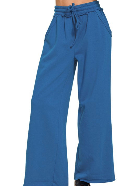 Celestial Blue Wide Leg Sweatpants