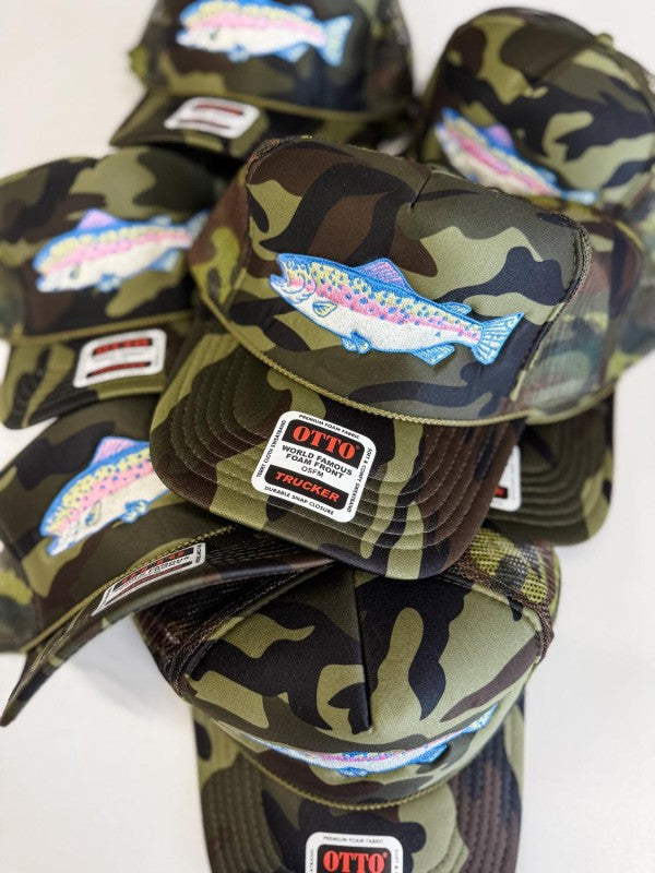 Colorful Trout Camo Trucker Hat