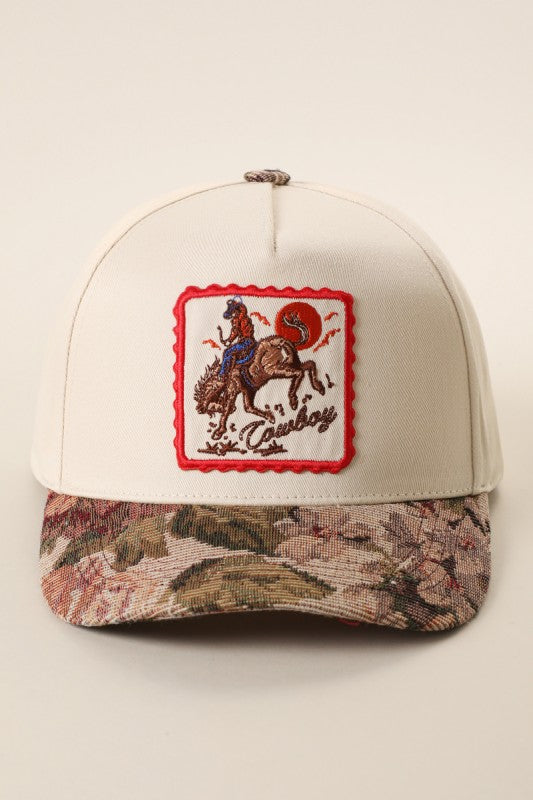 Cowboy Tapestry Brim Trucker Hat