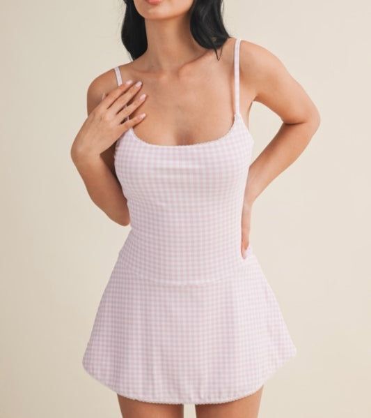 Blush Garden Gingham Active Dress