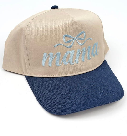 Mama Loves Blue Bow Trucker Hat