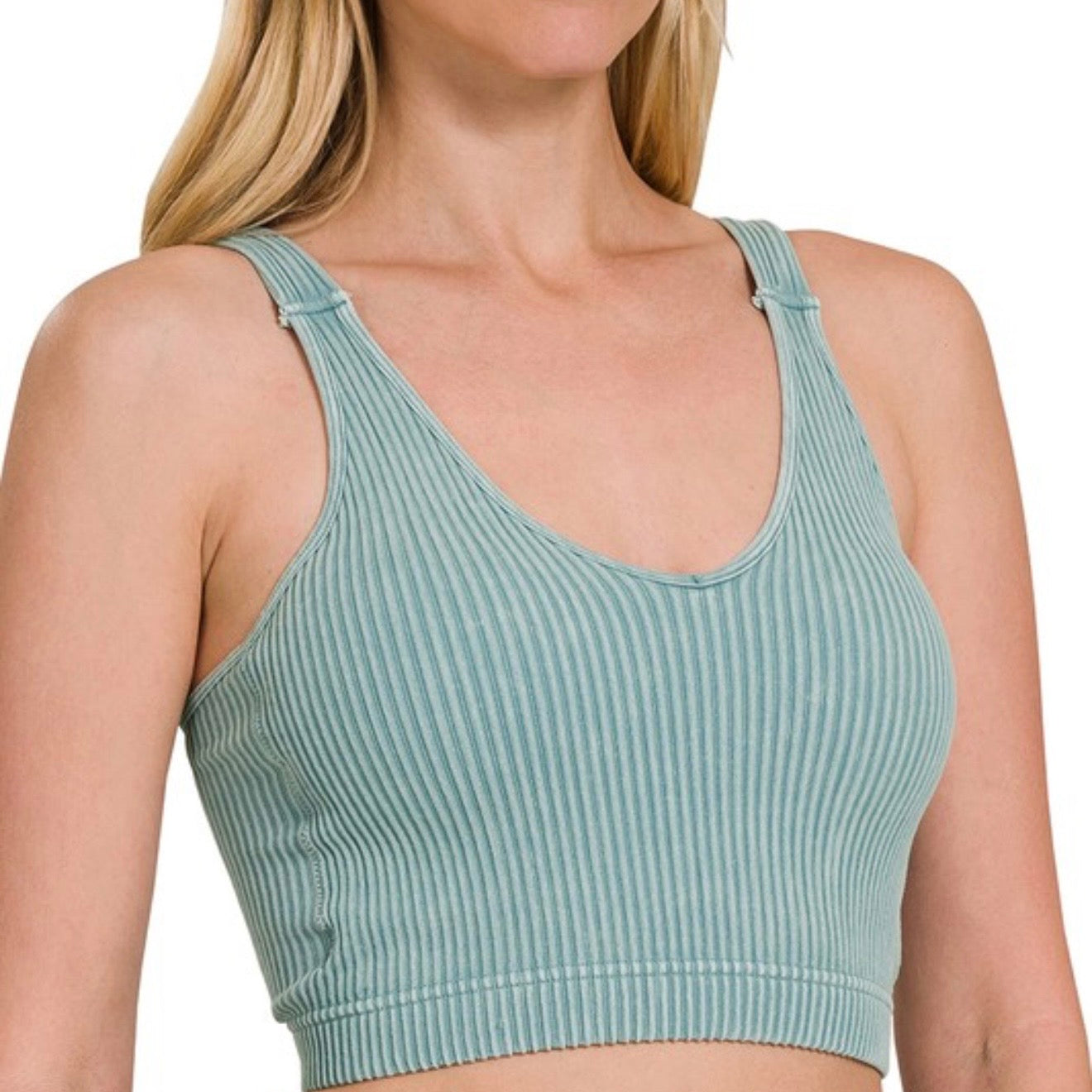 Going Places Washed Ribbed Seamless Padded Cami Tank