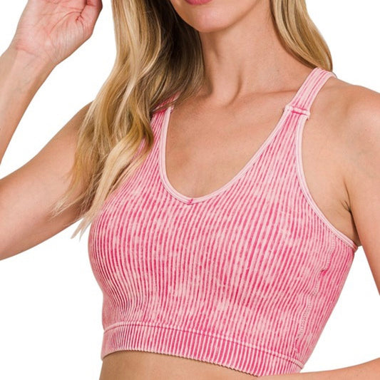 Going Places Washed Ribbed Seamless Padded Cami Tank