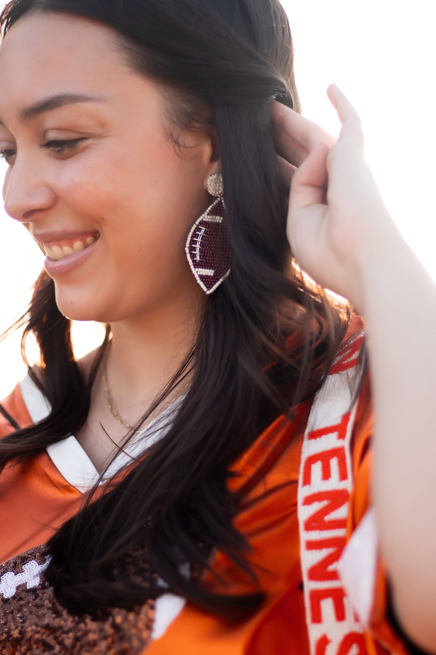 Football Beaded Earrings