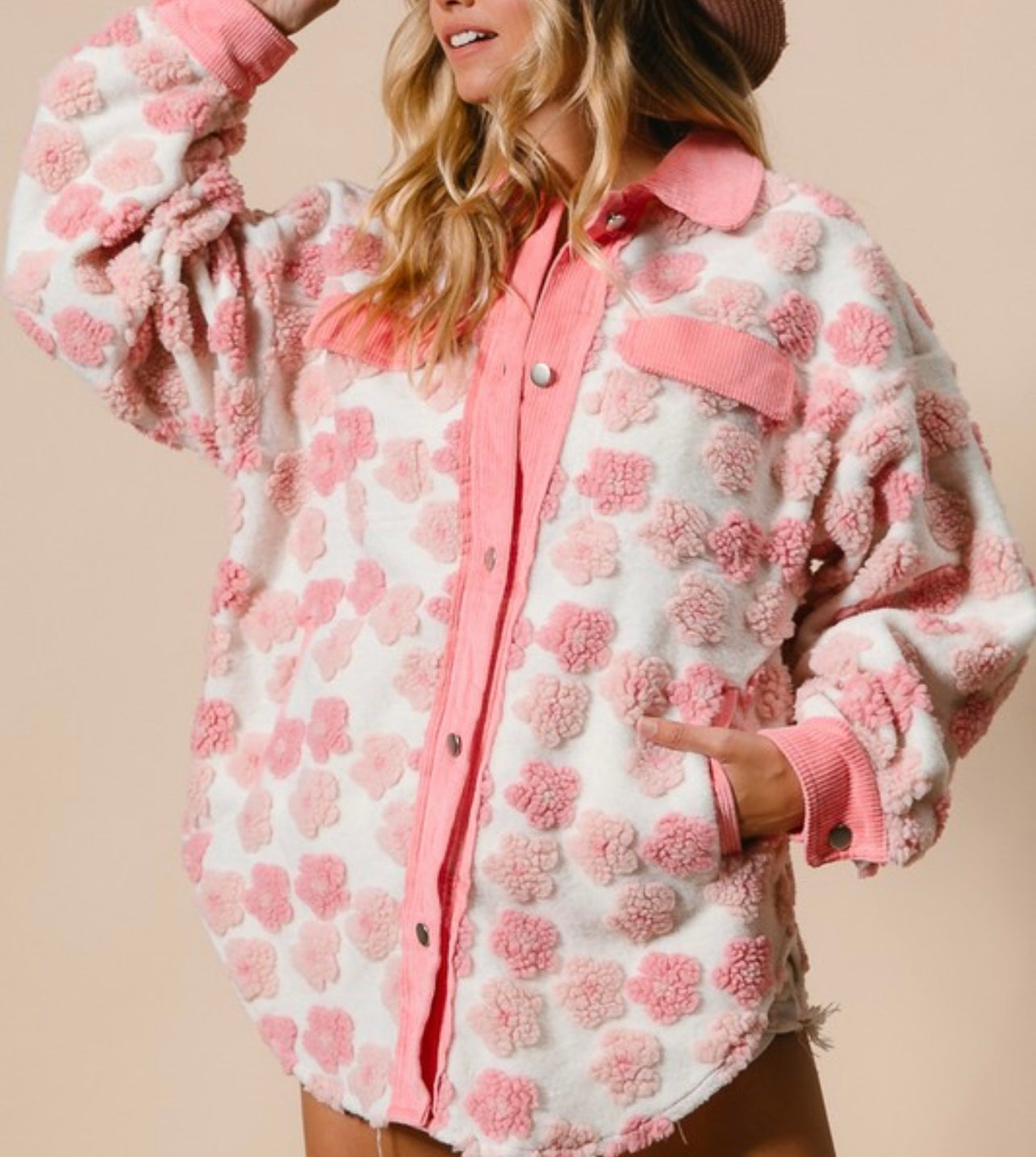 Girl, It’s Cold Outside Floral Shacket