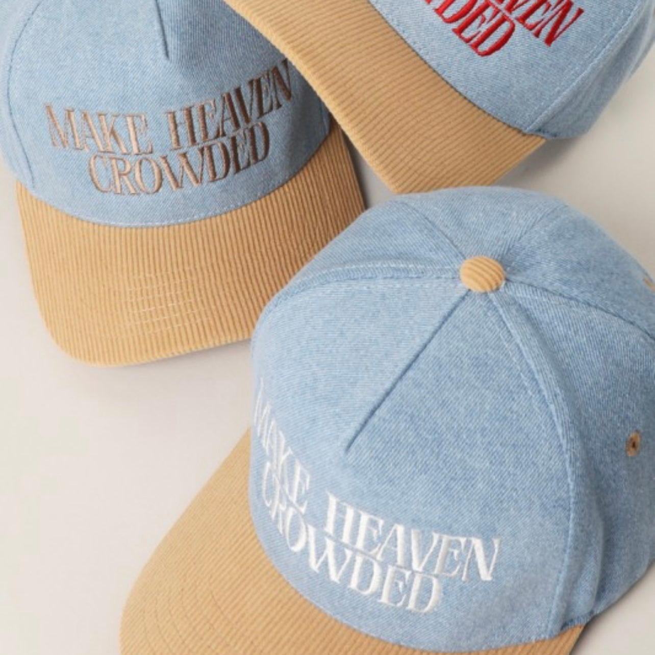 Make Heaven Crowded Denim Trucker Hats