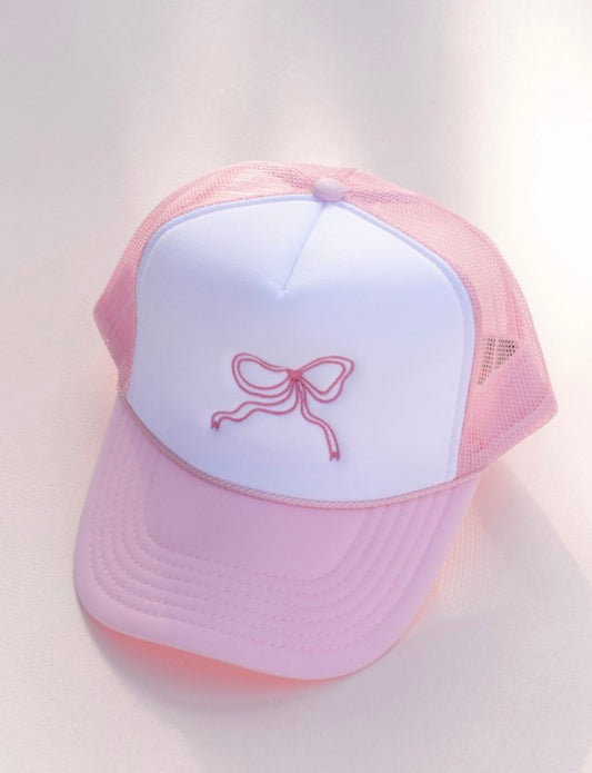 Pretty in Pink Bow embroiderer Trucker Hat